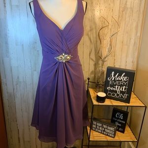 Alexia purple evening gown with jeweled accent at waist. Size 18